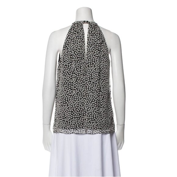 DVF Halter Neck Silk Print Blouse Top Shirt Womens Small Black White Beaded Gems - Picture 3 of 14